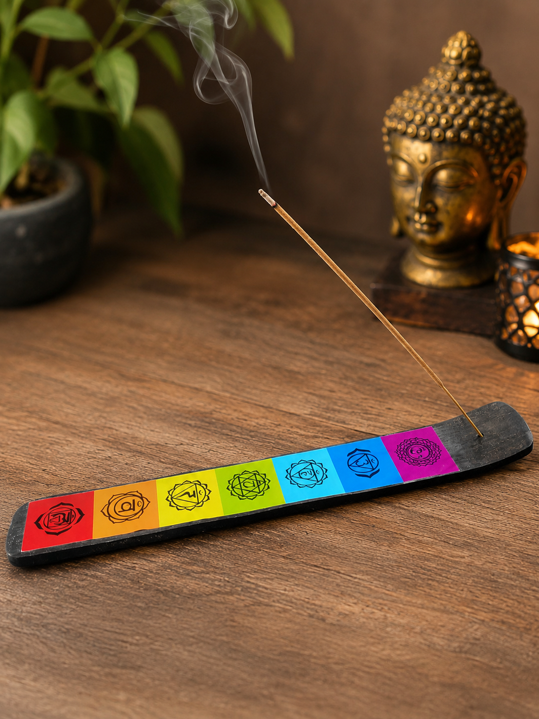Porta Incienso  con símbolos de chakras