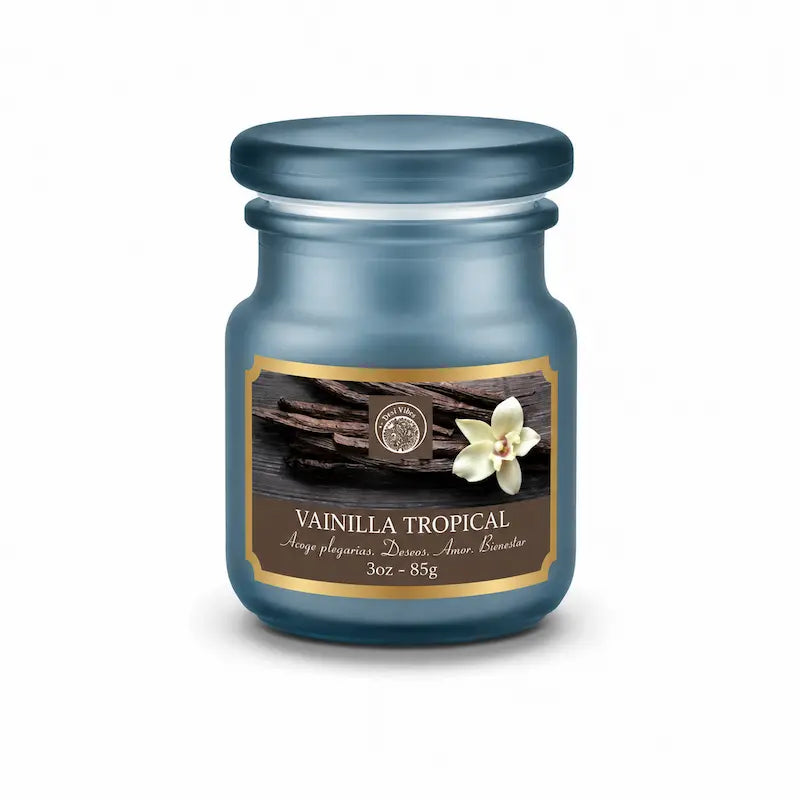 Vela Aromática Vainilla Tropical 85g en Frasco de Vidrio | Desi Vibes