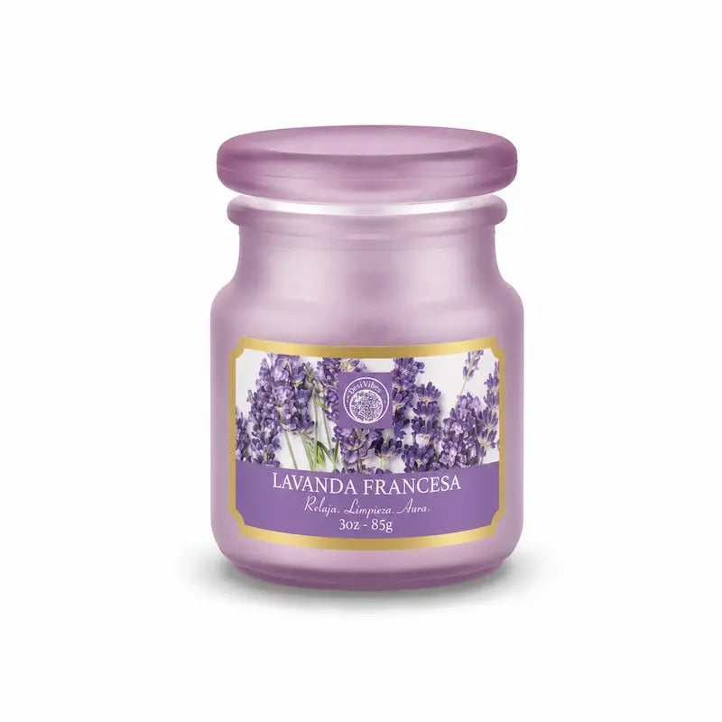 Vela Aromática Lavanda Francesa 85g en Frasco de Vidrio | Desi Vibes