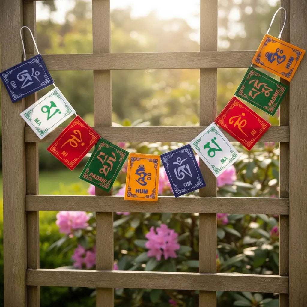 Bandera Tibetana De Felpa 13,3 X 10 Cm Longitud 1,37 Metros