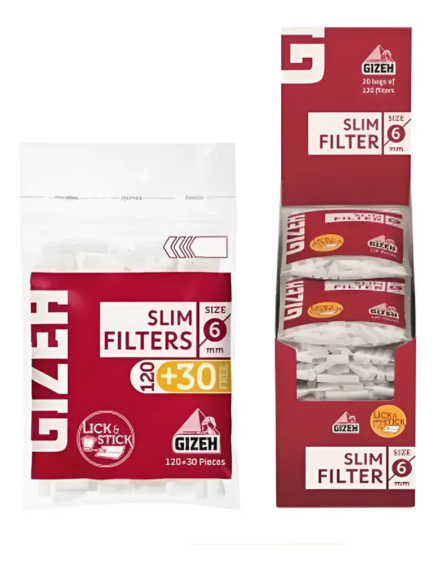 Filtro Gizeh Slim Rojo con pegamento (120 + 30 )